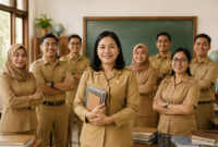Ilustrasi guru honorer dan tenaga pendidik di sekolah negeri saat mengikuti kegiatan belajar mengajar.
