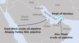 Jalur pipa minyak East-West yang menjadi alternatif distribusi minyak di Selat Hormuz.(WIKIMEDIA COMMONS)
