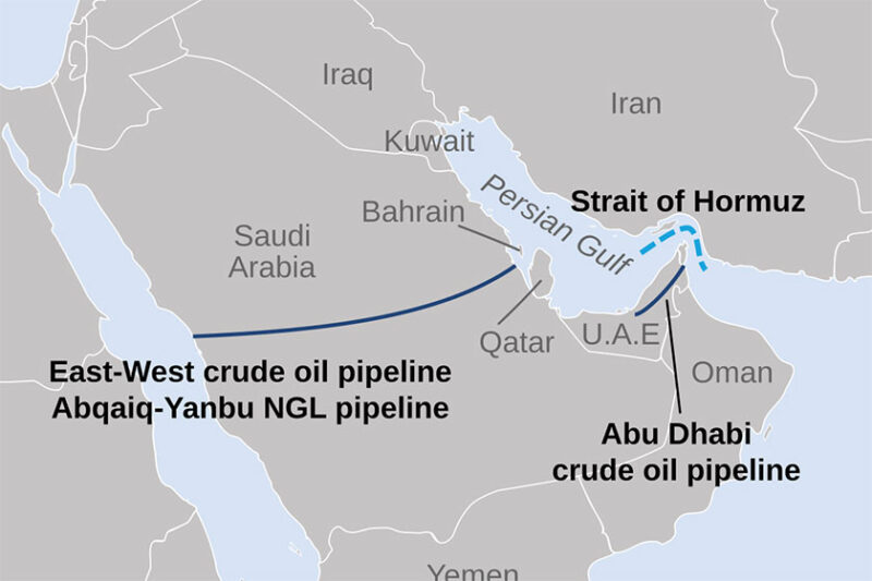 Jalur pipa minyak East-West yang menjadi alternatif distribusi minyak di Selat Hormuz.(WIKIMEDIA COMMONS)