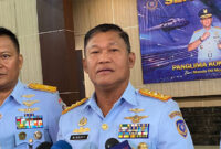 Panglima Komando Operasi Udara Nasional (Pangkoopsudnas) Marsekal Madya TNI Minggit Triwibowo saat ditemui di GOR Antarikshe Kodau I, Halim Perdanakusuma, Jakarta Timur, Sabtu (9/5/2026). (KOMPAS.com/BAHARUDIN AL FARISI)