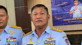 Panglima Komando Operasi Udara Nasional (Pangkoopsudnas) Marsekal Madya TNI Minggit Triwibowo saat ditemui di GOR Antarikshe Kodau I, Halim Perdanakusuma, Jakarta Timur, Sabtu (9/5/2026). (KOMPAS.com/BAHARUDIN AL FARISI)
