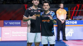 Ganda putra Indonesia, Leo Rolly Carnando/Daniel Marthin, menembus final Thailand Open 2026.(PBSI)
