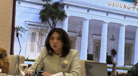 Juru Bicara Kementerian Luar Negeri (Kemlu) Yvonne Mewengkang di Kantor Kemlu, Jakarta, Kamis (16/4/2026)(KOMPAS.com/HARYANTI PUSPA SARI )