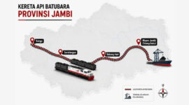 Peta Jalur kereta api khusus batu bara Jambi. Dewan Perwakilan Rakyat Daerah (DPRD) Provinsi Jambi menunjukkan komitmen yang tidak main-main dalam mengawal rencana megaproyek jalur kereta api khusus batu bara.