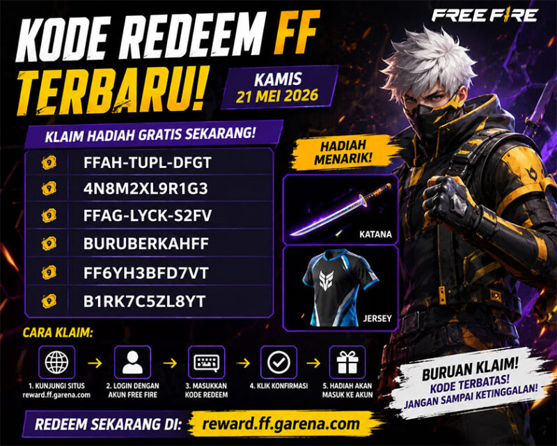 ode redeem FF terbaru Kamis 21 Mei 2026