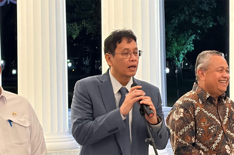 Menkeu Purbaya Yudhi Sadewa dalam jumpa pers di Istana, Jakarta, Selasa (5/5/2026) malam.