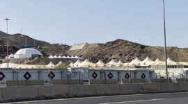 Tenda-tenda berdiri jelang puncak haji yakni prosesi ibadah haji 2026 di Arafah, Muzdalifah, dan Mina (Armuzna) yang tinggal menghitung hari. (DOK. MCH 2026)