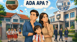 Ilustrasi orangtua mempertimbangkan pilihan sekolah negeri dan sekolah swasta untuk pendidikan anak.