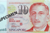 Ilustrasi uang dollar Singapura, uang kertas pecahan 10 dollar Singapura.(MONETARY AUTHORITY OF SINGAPORE/JENSEN KOH )