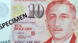 Ilustrasi uang dollar Singapura, uang kertas pecahan 10 dollar Singapura.(MONETARY AUTHORITY OF SINGAPORE/JENSEN KOH )