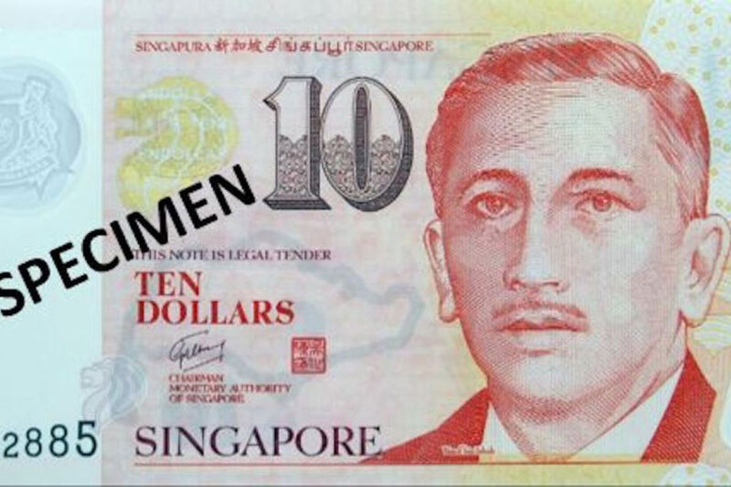 Ilustrasi uang dollar Singapura, uang kertas pecahan 10 dollar Singapura.(MONETARY AUTHORITY OF SINGAPORE/JENSEN KOH )