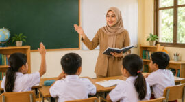 ilustrasi guru mengajar di kelas