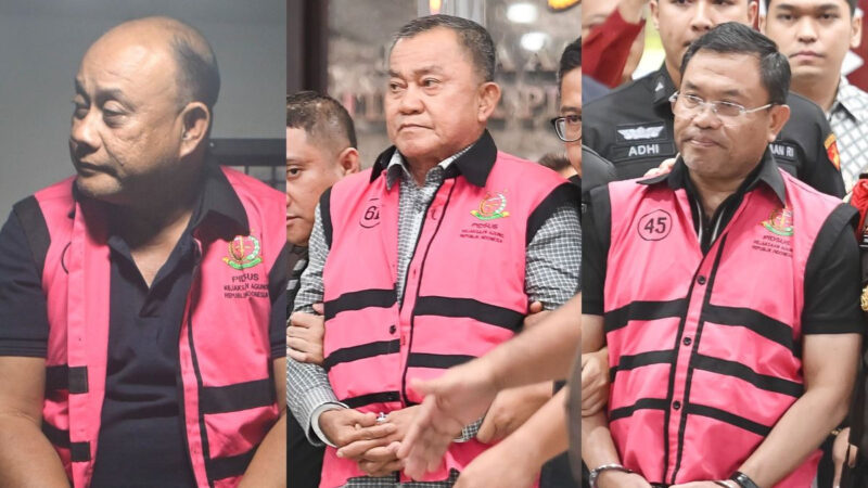 Tiga mantan pimpinan BGN: Dadan Hindayana (kiri), Lodewyk Pusung (tengah), dan Sony Sanjaya (kanan)