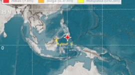 Peringatan tsunami Gempabumi berkekuatan Magnitudo (M) 7,7 , Senin (8/6/2026)(Dok. Istimewa)