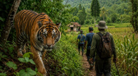 ilustrasi harimau di perkebunan warga