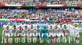 Para pemain timnas Iran berpose untuk foto grup sebelum pertandingan Grup G antara Iran dan Selandia Baru di Piala Dunia FIFA 2026 di Stadion Los Angeles di Los Angeles, Amerika Serikat, 15 Juni 2026.(XinHua/Bai Xuefei)