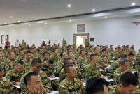 Ratusan calon manajer Koperasi Desa/Kelurahan Merah Putih (KDKMP) saag mengikuti Latsarmil di Brigif 1 Marinir, Cilandak, Jakarta Selatan, Kamis (25/6/2026).