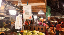 Pedagang sayur di Pasar Aur Duri, Kota Jambi sudah menyediakan QRIS untuk kemudahan berbelanja