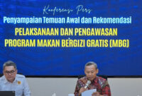 Komisioner Pengkajian dan Penelitian Komnas HAM, Uli Parulian Sihombing (kanan), bersama Koordinator Subkomisi Penegakan HAM Komnas HAM, Pramono Ubaid Tanthowi, menyampaikan temuan dan rekomendasi terkait pelaksanaan Program Makan Bergizi Gratis (MBG) dalam konferensi pers di Jakarta, Senin (15/6/2026).(KOMPAS.com/Fristin Intan Sulistyowati )