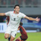Selebrasi penyerang timnas Indonesia, Mitchell Baker saat berhasil mencetak gol ke gawang Kamboja pada pertandingan ASEAN Championship 2026 di Stadion Stadion Pakansari, Cibinong, Kabupaten Bogor, Senin (27/7/2026). (KOMPAS.com/ANTONIUS ADITYA MAHENDRA)