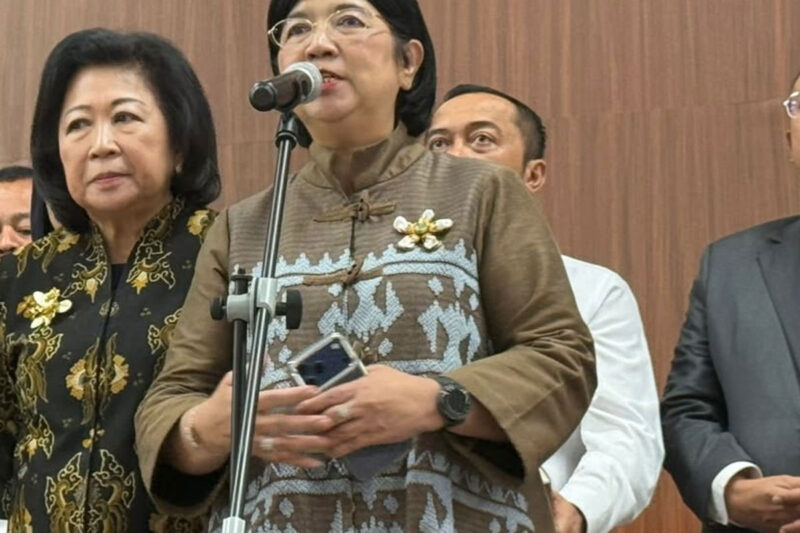Deputi Gubernur Senior Bank Indonesia (BI) Destry Damayanti dalam jumpa pers di Gedung DPR, Senayan, Jakarta, Senin (29/6/2026). (KOMPAS.com/ADHYASTA DIRGANTARA)