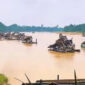 Rakit PETI Kabur saat dirazia di Tebo Jambi. Pemandangan luar biasa yang terekam kamera warga di Kabupaten Tebo, Jambi, mendadak viral dan menjadi perbincangan hangat netizen. 