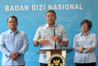 Kepala Badan Gizi Nasional (BGN) Sudaryono saat konferensi pers, di Kantor BGN, Jakarta Pusat, Rabu (28/7/2027).(KOMPAS.com/FIRDA JANATI)