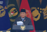 Presiden Prabowo Subianto saat melantik perwira TNI-Polri di Istana, Jakarta, Rabu (22/7/2026). (Dok. Setpres YouTube)
