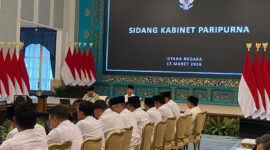 Presiden Prabowo Subianto saat memberikan arahan dalam sidang kabinet paripurna di Istana Negara, Kompleks Istana Kepresidenan, Jakarta Pusat, Jumat (13/3/2026).(KOMPAS.com/FIKA NURUL ULYA)