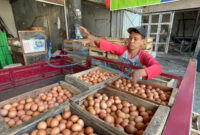 Pedagang kulakan telur di distributor Pasar Legi Solo, Senin (29/6/2026)(KOMPAS.COM/ADINDA BUNGA KUSUMA WARDANI)