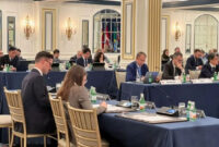 Deputi Bidang Koordinasi Kerja Sama Ekonomi dan Investasi Kementerian Koordinator Bidang Perekonomian Edi Prio Pambudi dalam Pertemuan Sherpa G20 ke-2 Presidensi Amerika Serikat (AS) di Washington DC, Senin (6/7/2026). 
