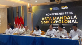 Konferensi Pers Program Asta Mandala SMK Go Global di Aula KH Abdurrahman Wahid KP2MI, Rabu (5/8/2026). (Thalita Dewanty/KOMPAS.com)