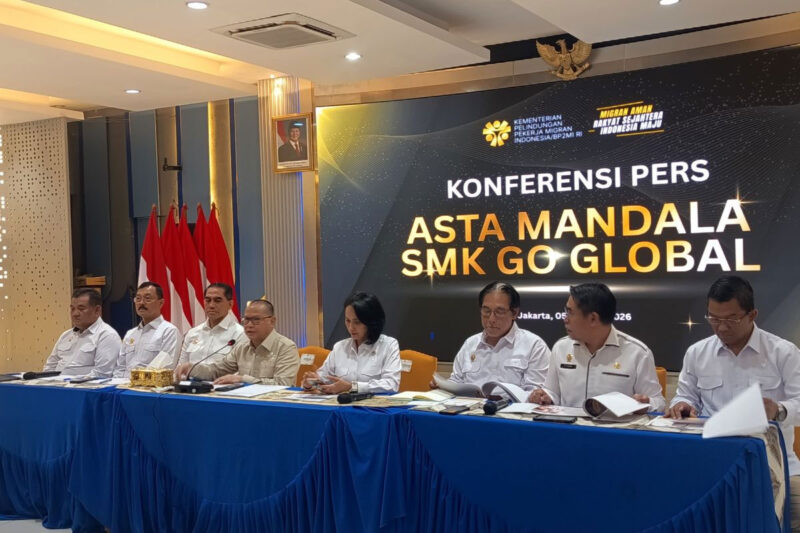 Konferensi Pers Program Asta Mandala SMK Go Global di Aula KH Abdurrahman Wahid KP2MI, Rabu (5/8/2026). (Thalita Dewanty/KOMPAS.com)