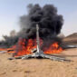 Drone Arab Saudi terbakar setelah ditembak jatuh oleh Houthi di Provinsi Al Jawf, Yaman, 26 Juli 2026.(HOUTHI MEDIA CENTER via XINHUA)