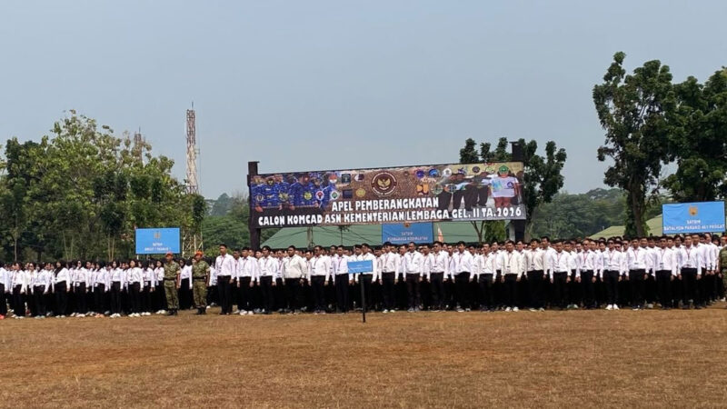 Sebanyak 2.105 aparatur sipil negara (ASN) dari 50 kementerian dan lembaga akan mengikuti latihan dasar militer (latsarmil) Komponen Cadangan (Komcad) gelombang II.(KOMPAS.com/BAHARUDIN AL FARISI)