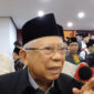 Wakil Presiden (Wapres) ke-13 RI Maruf Amin usai acara Haqalah Kebangsaan dan Qanun Asasi di Kompleks Parlemen, Jakarta, Sabtu (8/8/2026).(KOMPAS.com/Rahel)
