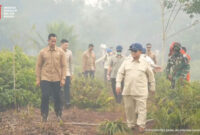 Tangkapan layar Presiden Prabowo Subianto saat meninjau salah satu titik lokasi kebakaran hutan dan lahan (karhutla) di Kalimantan Barat, Sabtu (22/8/2026).(Dokumentasi YouTube Sekretariat Presiden)
