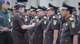 Jaksa Agung (JA) ST Burhanuddin melantik dan memimpin prosesi pengambilan sumpah jabatan Kepala Kejaksaan Tinggi (Kajati), dan Pejabat Eselon II di Lingkungan Kejaksaan Agung (Kejagung), Selasa (11/8/2026).(DOK. Kejagung)