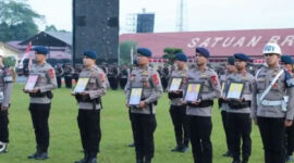 Satuan Brimob Kepolisian Daerah (Polda) Sumatera Utara melakukan upacara pemberhentian tidak dengan hormat (PTDH) di Lapangan Makosat Brimob Polda Sumut, Medan, Rabu (26/8/2026).(Dok. Satuan Brimob Polda Sumatera Utara)