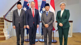 Menteri Pertahanan (Menhan) Sjafrie Sjamsoeddin dan Menteri Luar Negeri (Menlu) Sugiono bertemu dengan Menhan Australia Richard Marles dan Menlu Australia Penny Wong dalam pertemuan 2+2 Foreign and Defence Ministers’ Meeting Indonesia-Australia di Melbourne, Rabu (26/8/2026).(DOK. Setjen Infohan Kemhan)
