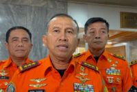 Kepala Basarnas, Marsekal Madya TNI Mohammad Syafii di Kompleks Parlemen, Jakarta, Senin (1/12/2025).(KOMPAS.com/Rahel)
