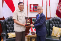 Menteri Pertahanan RI Sjafrie Sjamsoeddin menerima kunjungan Duta Besar Jepang untuk Indonesia, Ueno Atsushi, di kantor Kementerian Pertahanan, Jakarta Pusat, pada Senin (21/9/2026). (DOK. Setjen Infohan Kemhan)
