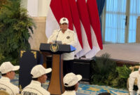 Presiden Prabowo Subianto saat melepas ratusan atlet Asian Games 2026 di Istana, Jakarta, Rabu (9/9/2026). (KOMPAS.com/ADHYASTA DIRGANTARA)
