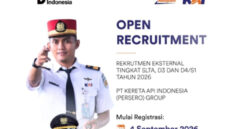 KAI Group membuka lowongan kerja 2026 untuk lulusan SLTA, D3, dan D4/S1. Pendaftaran akun dimulai 4 September 2026. Karier KAI.()
