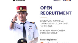 KAI Group membuka lowongan kerja 2026 untuk lulusan SLTA, D3, dan D4/S1. Pendaftaran akun dimulai 4 September 2026. Karier KAI.()
