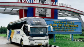 Ilustrasi Bus DAMRI rute Pontianak-Kuching (Dok. DAMRI)
