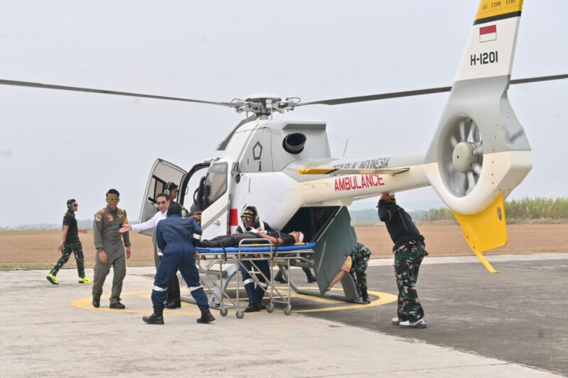TNI Angkatan Udara (AU) tengah menyiapkan helikopter EC-120B Colibri untuk mendukung layanan ambulans udara dan evakuasi medis.(DOK. Dispenau )
