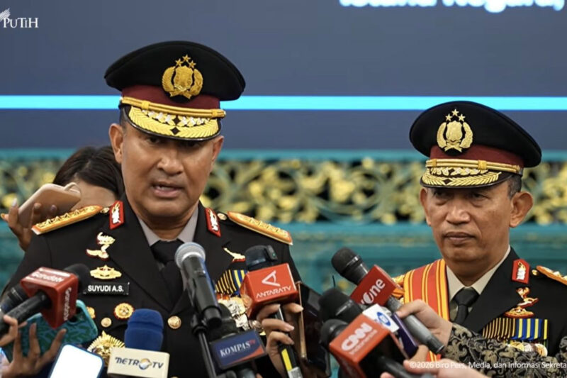 Kapolri Jenderal Suyudi Ario Seto memberikan keterangan pers di Istana Negara, Jakarta, Kamis (1/10/2026), usai dilantik oleh Presiden Prabowo Subianto.(YouTube.com/Sekretariat Presiden)
