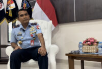 Komandan Lanud Roesmin Nurjadin Marsekal Pertama Feri Yunaldi saat ditemui di sela-sela Press Tour Media Dirgantara 2024 di Lanud Roesmin Nurjadin, Senin (5/2/2024).(KOMPAS.com/NIRMALA MAULANA A)