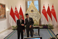 Menteri Luar Negeri Singapura Vivian Balakrishnan bertemu dengan Menteri Luar Negeri RI Arrmanatha Nasir di Gedung Pancasila, Kantor Kementerian Luar Negeri RI, Jakarta, Selasa (27/10/2026).(KOMPAS.com/NICHOLAS RYAN ADITYA)
